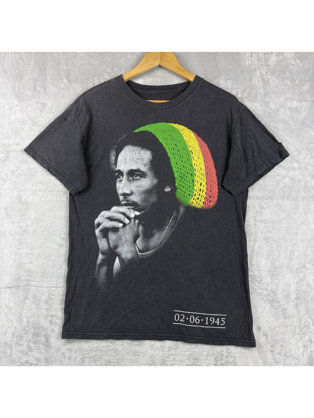 VTG Bob Marley Graphic T Shirt Black Rasta Reggae Music Vintage Style Men M Pop